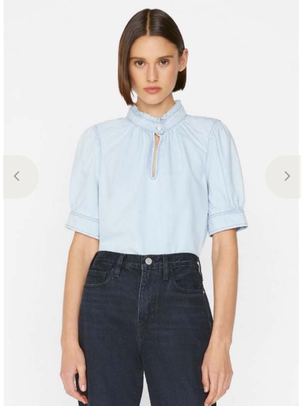 Frame Deep V Ruffle Collar Top - Picture 11 of 13